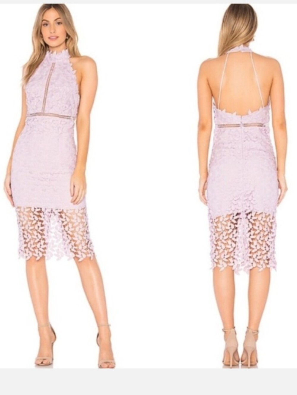 NWT Bardot lace illusion halter Gemma cocktail dress orchid